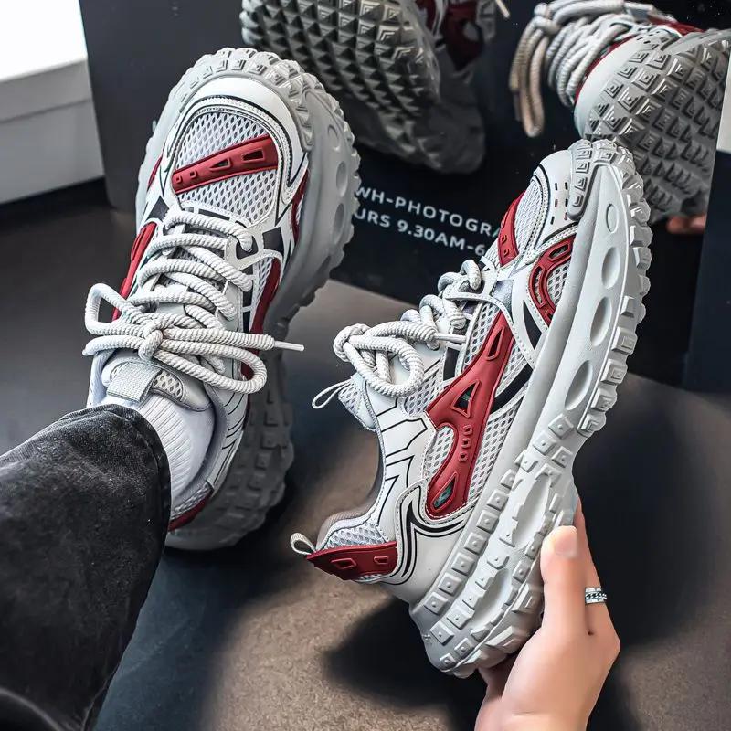 Mesh Upper Male Sports Shoes Cushioned Insole Thick Platform Simple All Brands Without Leather Unisex Jump Men's Casual Sneakers