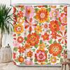 Vibrant Floral Print Shower Curtain Waterproof Polyester Bathroom Shower Liner Tropical Flower Pattern Modern Home Decor Accent
