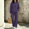 Women's Casual Hooded Sweatshirt and Pants Set with Pockets for Fall and Winter