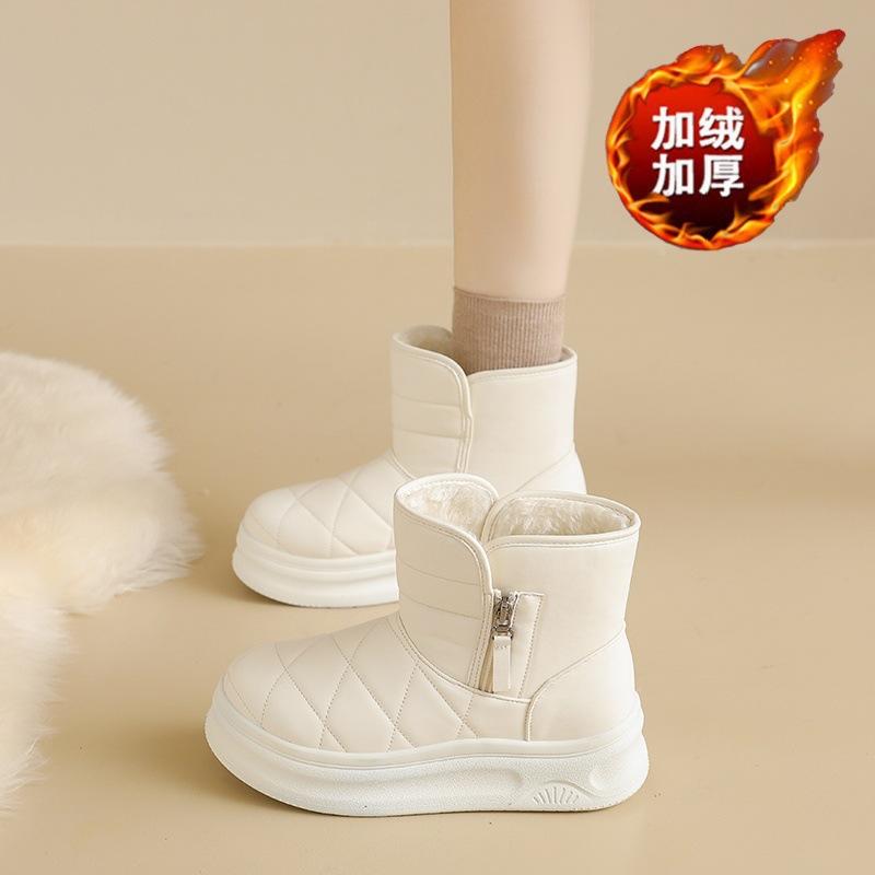 Women S Warm Fleece Lined Thick Sole Elevated Casual Winter Snow Boots