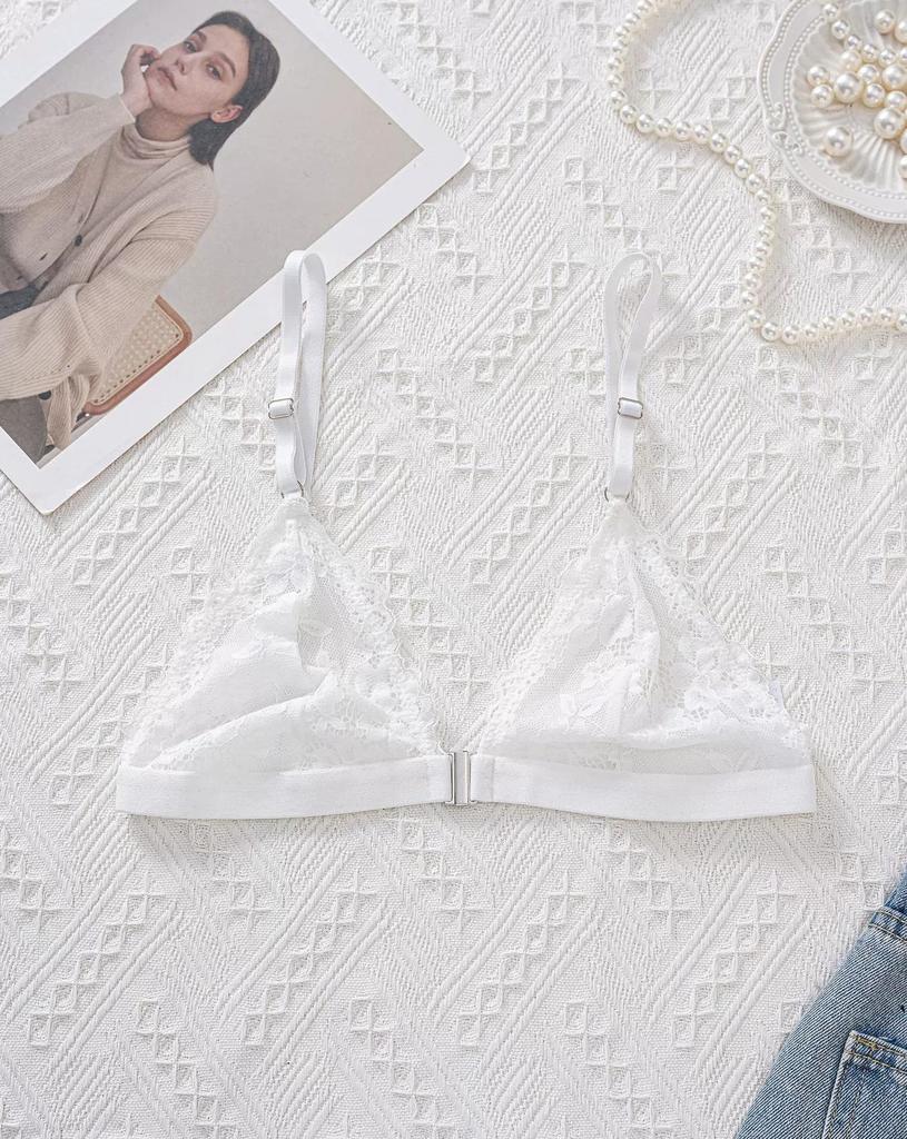 Large size underwear French thin lace edge bra suspender sexy front buckle seamless chest wrap