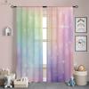 Watercolor Rainbow Stripe Printed Curtains, Polyester Fiber, Bedroom, Living Room, Study Room, Decorative, 2 Pieces