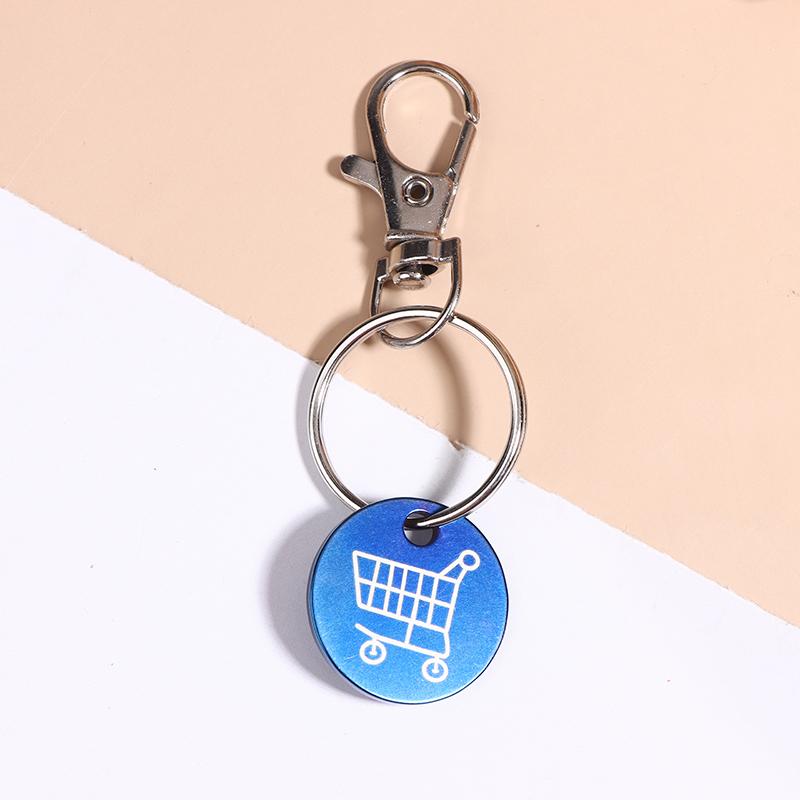 Shopping Trolley Tokens Key Ring With Carabiner Hook Mini Metal Supermarket Cart Remover Coin Label Keychain For Unisex