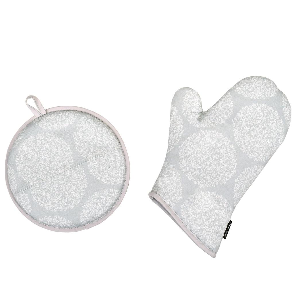 STYLE Decor set Mitten pot set Apron Kitchen Cooking Fleur Gift Celebration Stylish Cute STYLE Decor W8701300 2-piece