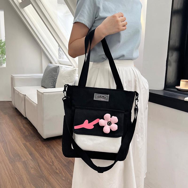 Trendy Large Capacity Canvas Tote Bag For Women In Fresh Summer Colors Ideal For Students