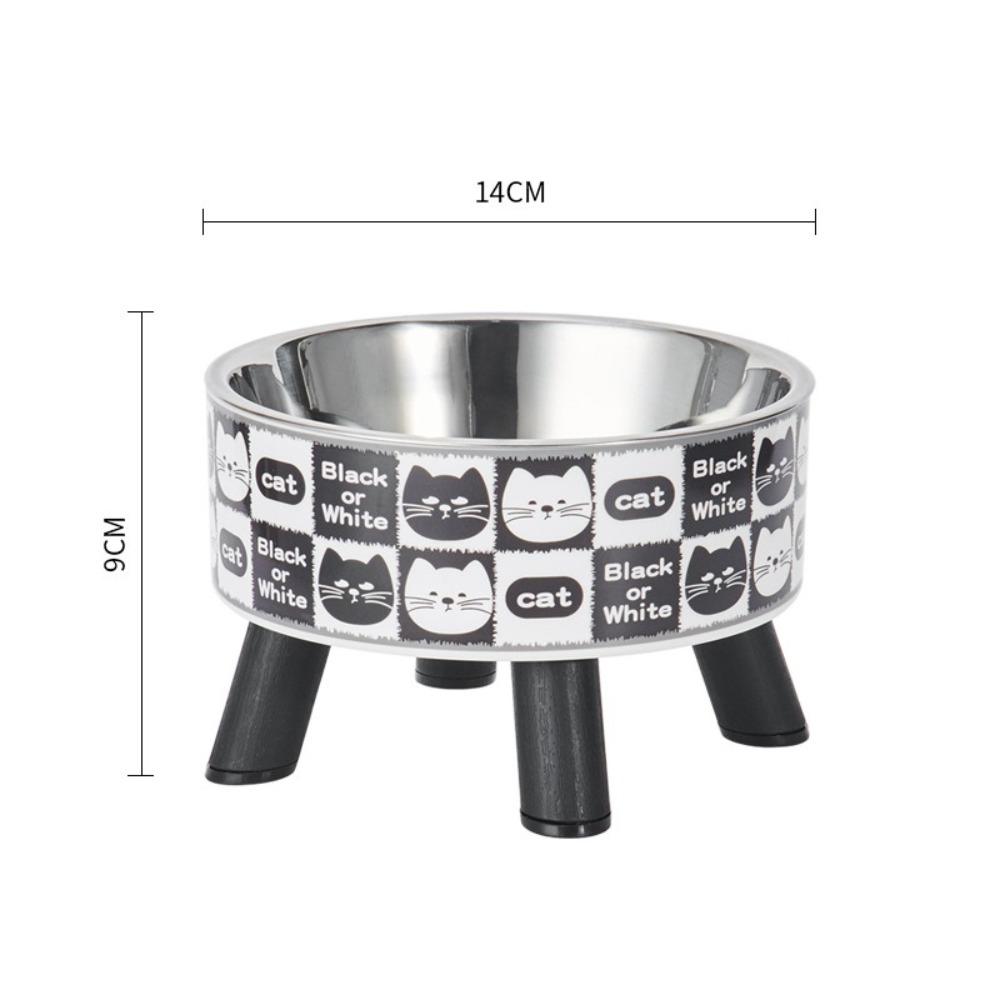 2-layer New 5.5inch Pet Food Bowl Neck Protector Stainless Steel Cat Feeding Bowl Heightened Anti-slip High-foot Bowl Cat Dog