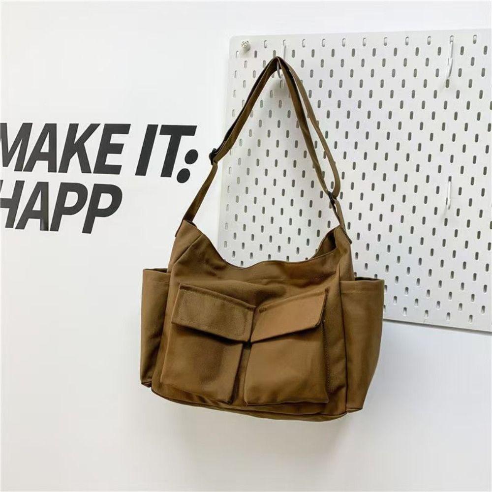 Large Capacity Teenager Messenger Bag Canvas Crossbody Bag Casual Vintage Shoulder Bags Students
