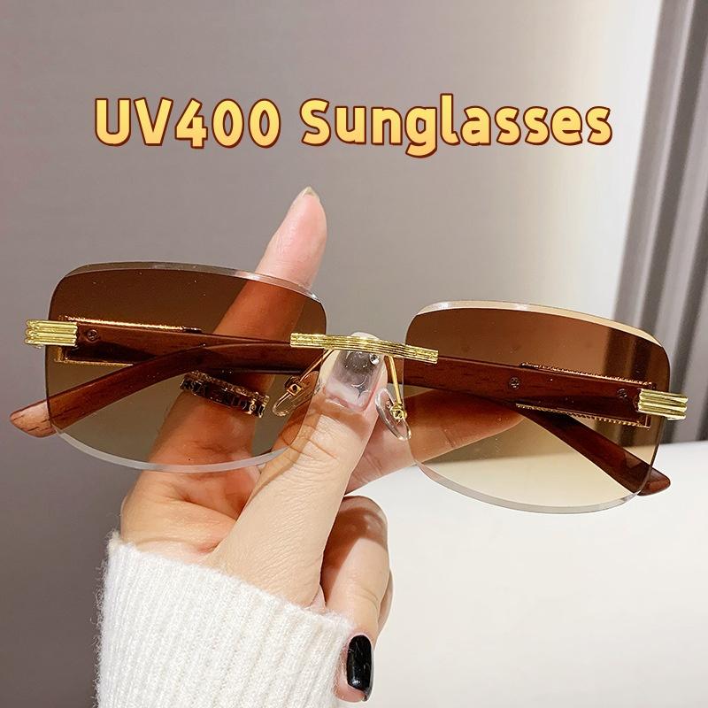 Personalized Leopard Head Retro Metallic Style Sunglasses Men's and Women's Square Frameless High-end UV Resistant Glasses
