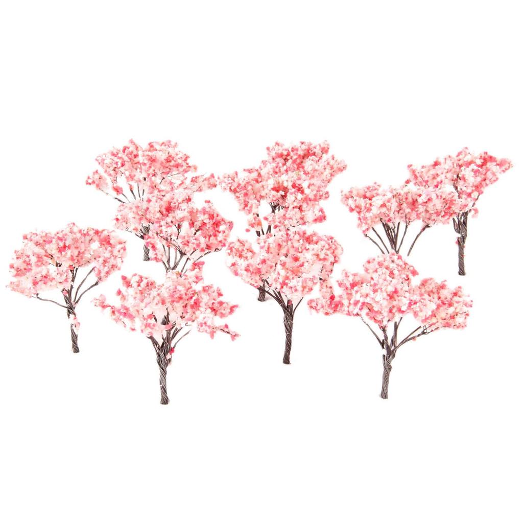 20pcs Cherry Tree Diorama Cherry Tree Railway Model Pink Flower Tree Model Model Tree for Potted Landscape Iron Wire Architectural Model Scenery