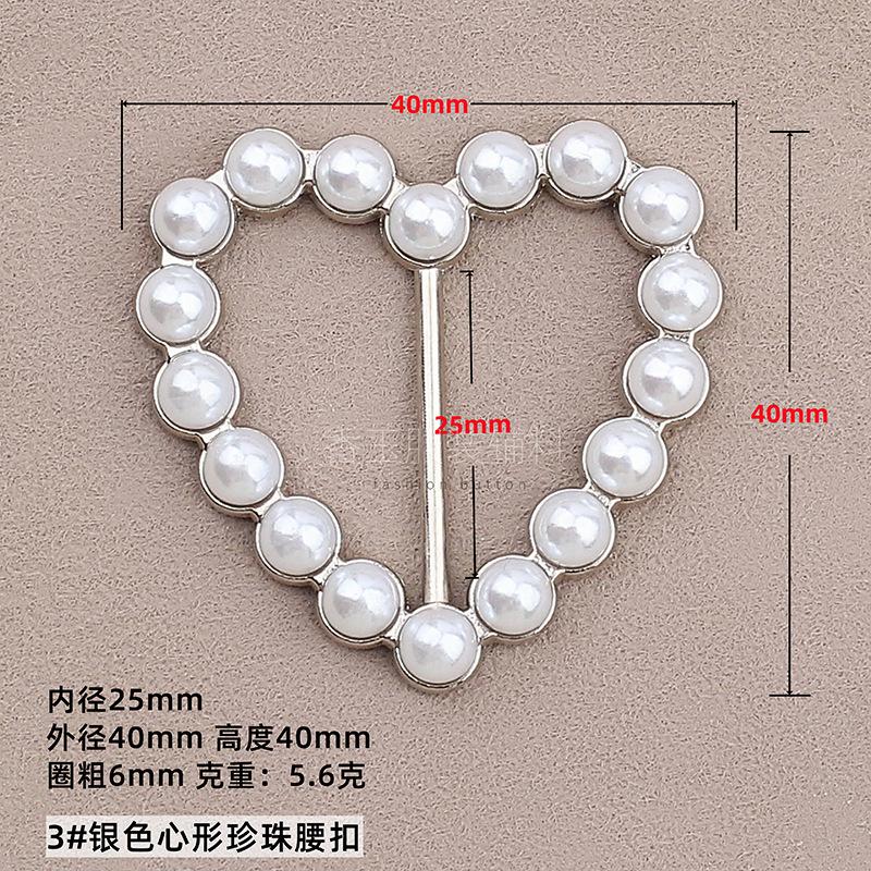 Fashion Luxury Waist Fixed Buckle, Metal Pearl Heart Clothes Corner Knot Buckle, Elegant Scarf Shawl Decorative Accessories for Women