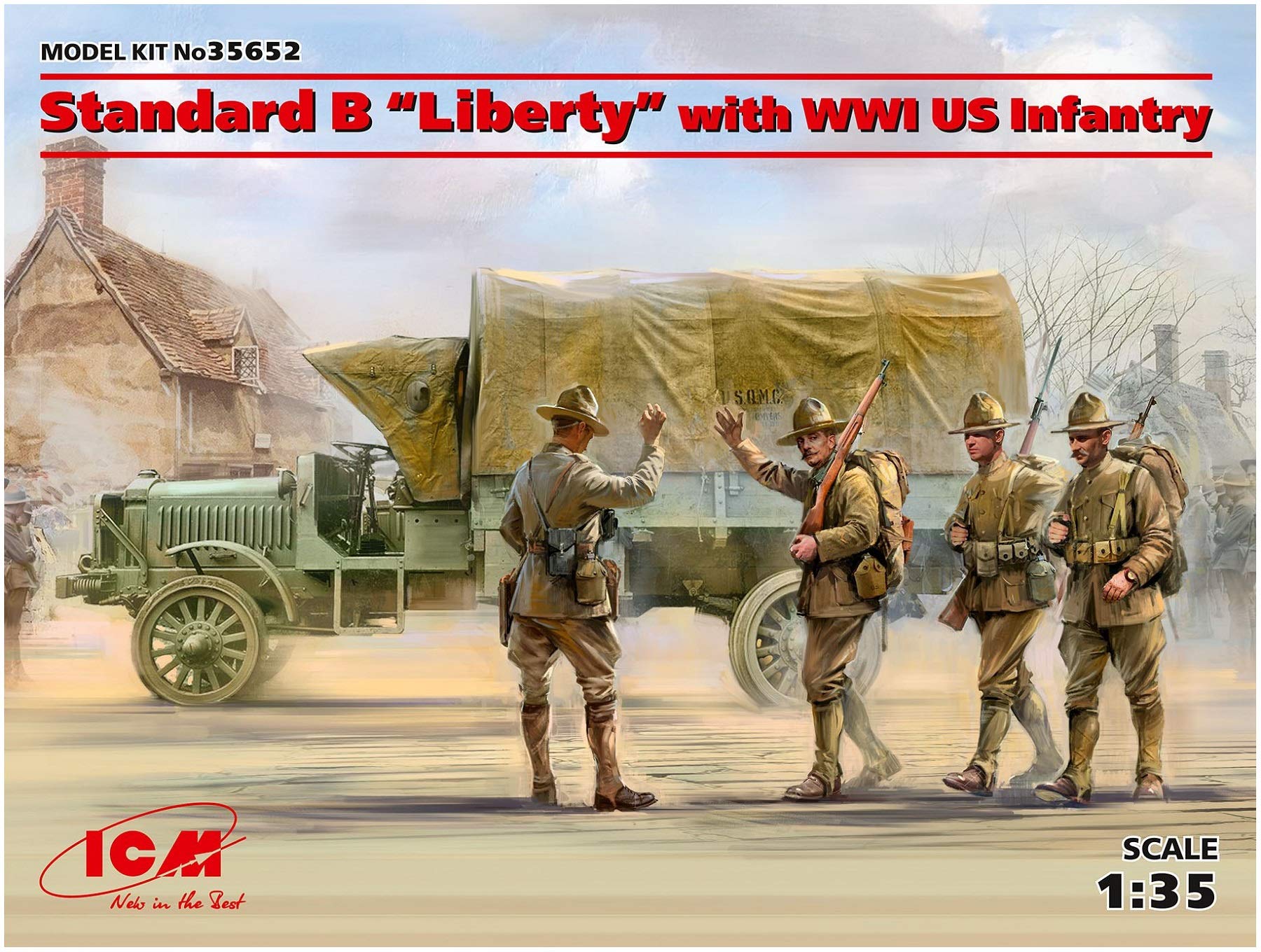 

ICM Scale World War I US Army Standard B Liberty Truck with US Infantry Plastic Model Kit 35652 1/35
