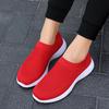 Light Breathable Women's Flats Knitted Mesh Running Sports Shoes Slip-on Walking Loafers Mother Shoes