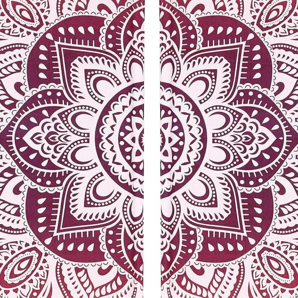 BLESS INTERNATIONAL Beautiful Indian Bohemian Psychedelic Hippie Ombre Window Curtain Panels for Bedroom, Living, Balcony (Pink Red Passion Flower)