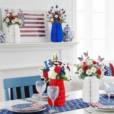 Yousheng 3Pcs Honeycomb Ball Ornament Decorative Hanging Balls USA Themed Indoor Outdoor Festive Atmosphere Holiday Party