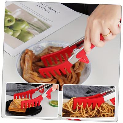 Silicone Food Clip Non-slip Pasta Salad Clip Kitchen BBQ Noodle Tongs Multi-functional Heat-resistant Anti-scald Food Tongs
