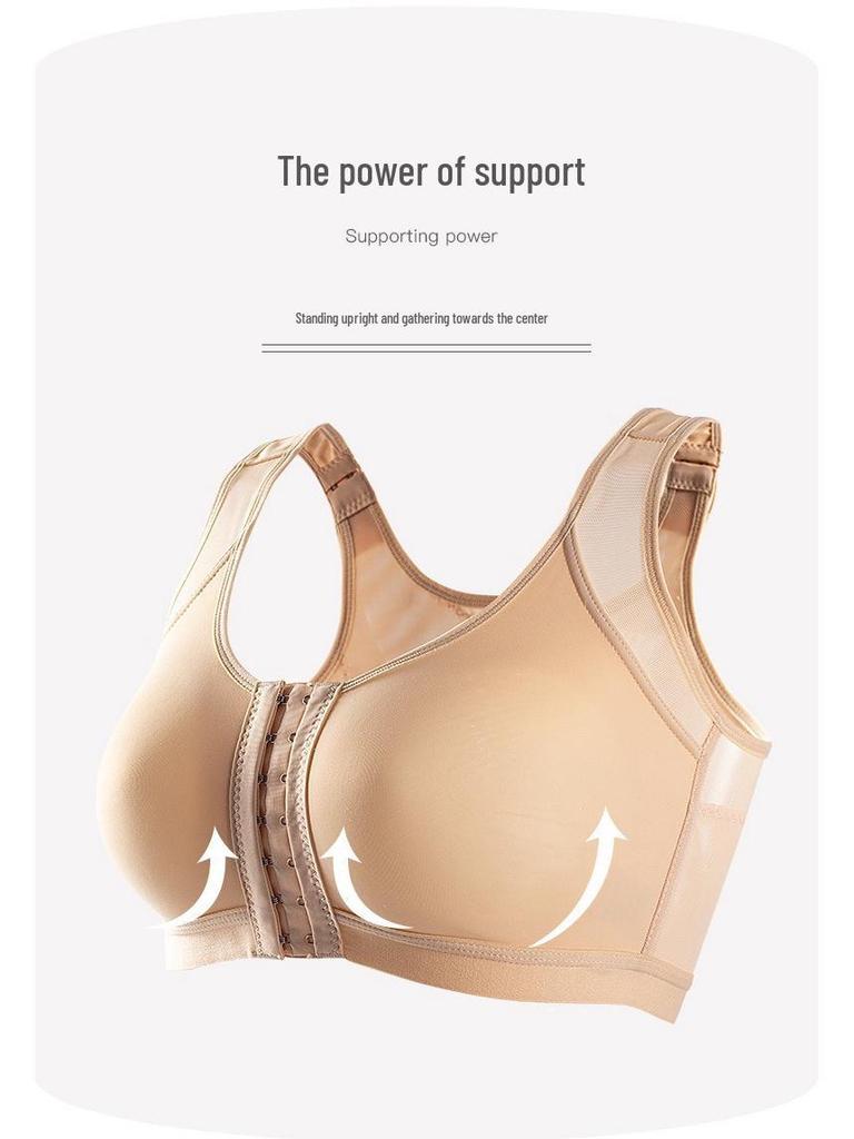 European and American Plus Size Front Buckle Breathable Wire-Free Sports Bra