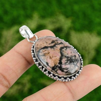 Rhodonite Gemstone Pendant Decent Jewelry 925 Sterling Silver Pendant Handmade Pendant Silver Jewelry For Gifts