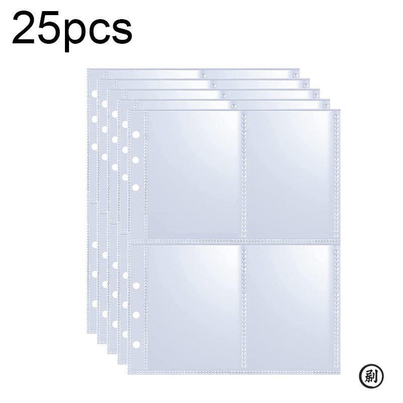 25/50pcs A5 Binder Photo Card Holders, 200 Pockets, Double-Sided 4-Pocket Design, Top Loading, Clear K-pop Membrane Cards