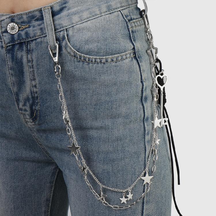 Corrente de Calças Cinto Coração Metal para Unissex Egirl Eboy Jeans Corrente Estética Punk