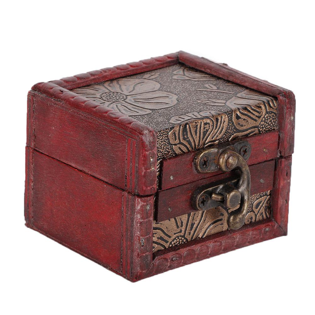 Mini Vintage Handcraft Wooden Jewelry Box Container Ring Earring Storage Holder (Water lily)