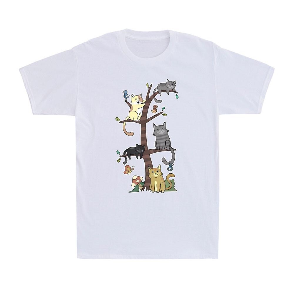 Cats Kittens On A Tree Pet Cat Rescue Loves Kitty Cartoons Novelty Men s T-Shirt XL