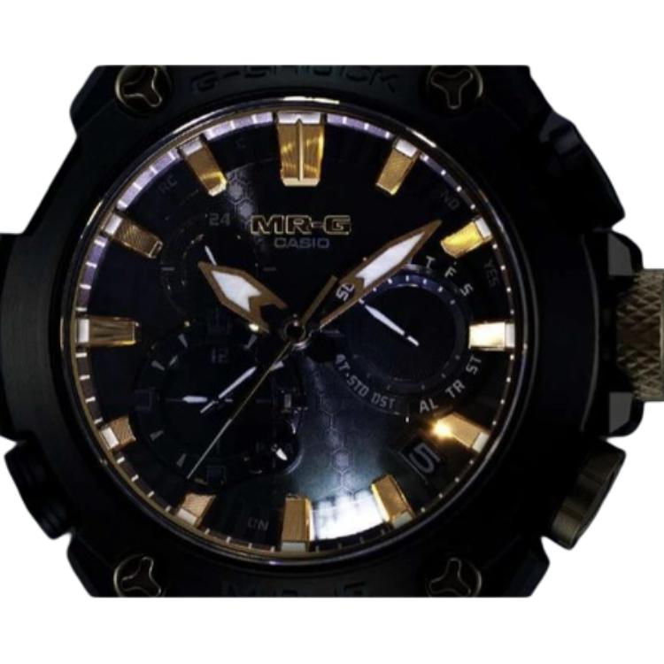 Casio MRG B2000 200m Waterproof Solar Quartz Movement Rubber Strap Watch Men's Watches Black Dial MRG-B2000RG-3A