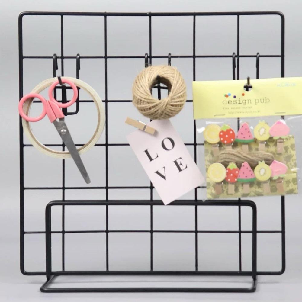 Creative Grid Display Rack Metal with Base Desktop Stand Grid Frame Storage Rack For Grid Panel Art Photo Display