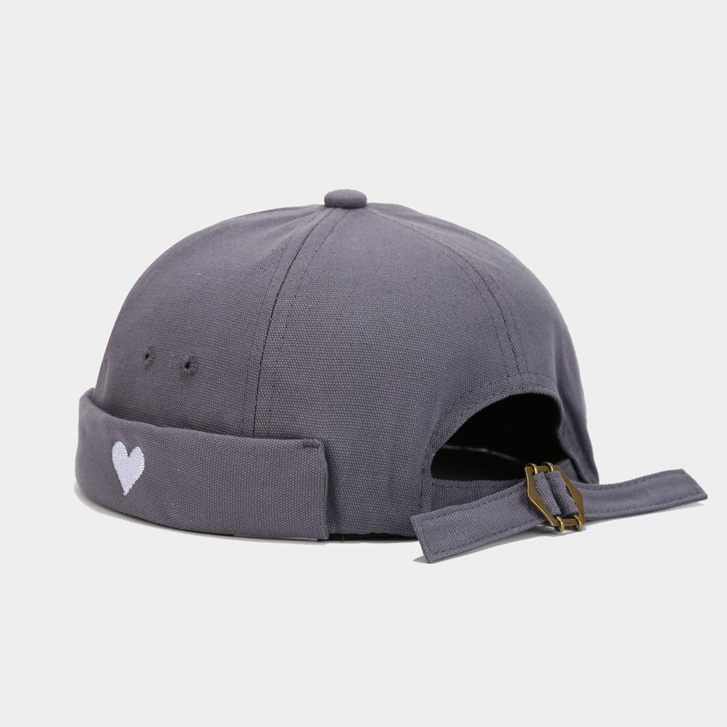 Unisex Heart Embroidered Docker Hat Brimless Skullcap for Women Daily Street Wear