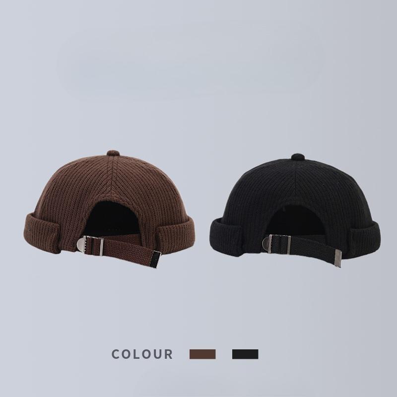 Wool Landlord Hat Autumn and Winter Korean Style Niche Sailor Melon Skin Hat Travel Yuppie Brimless Warm Hip Hop Hat Trend