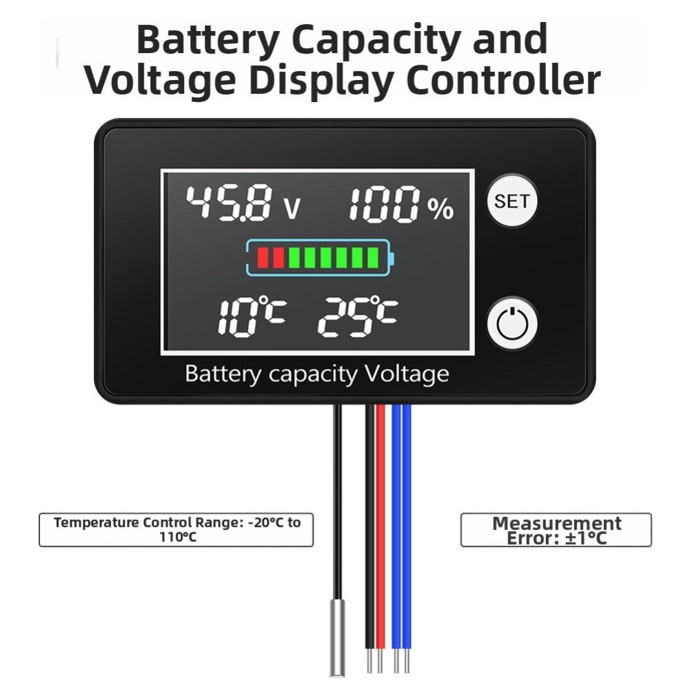 Multi Display Battery Thermostat with Voltage and Temperature Control for DC 10V 100V Suitable for Lithium and Acid Batteries