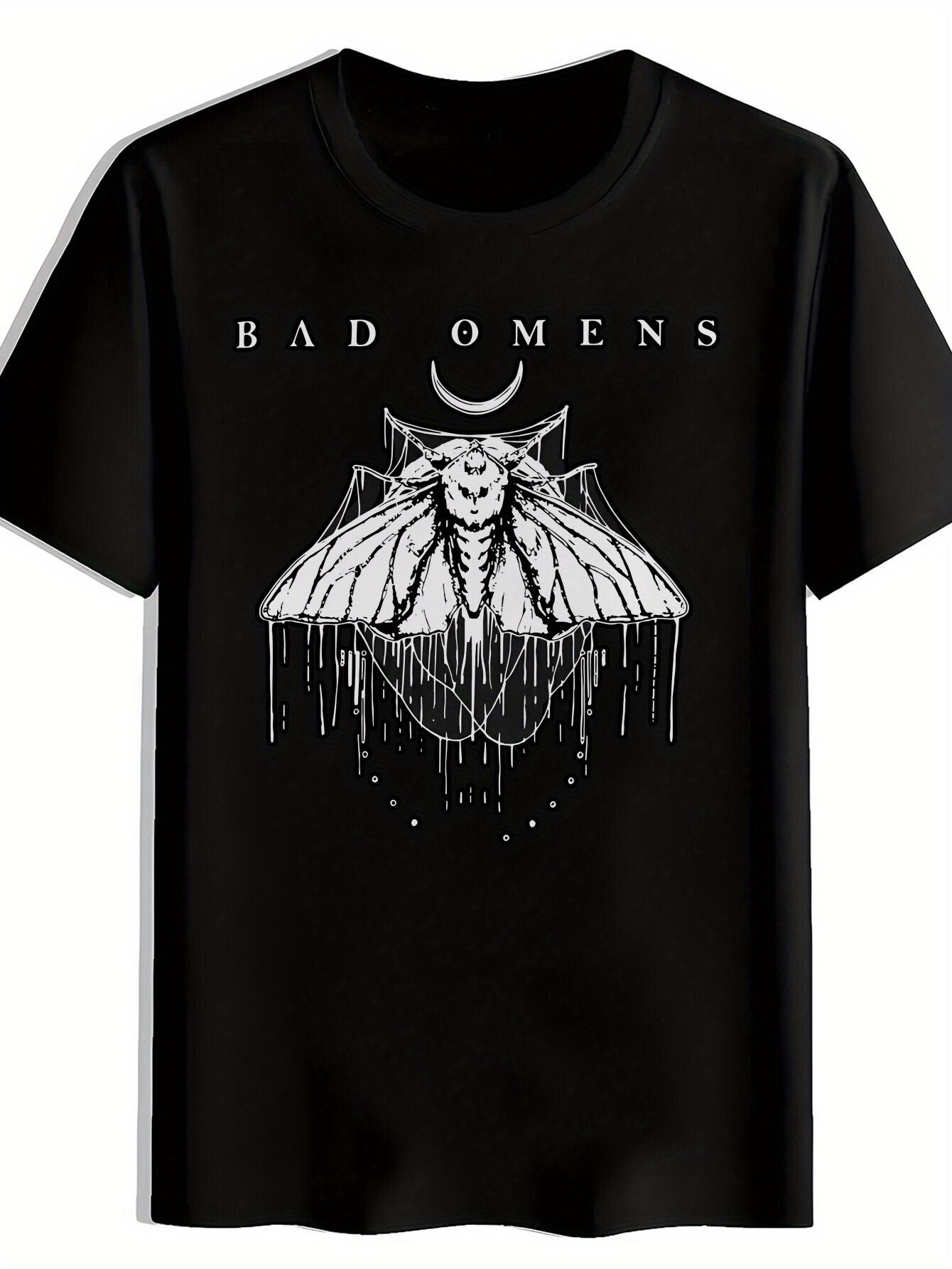 Vintage Rock Band Graphic T-shirt - Design with Bat & Crescent Moon XL