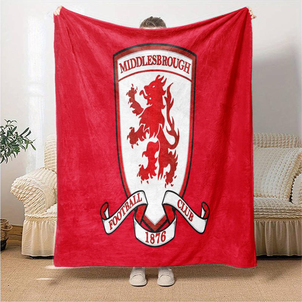 Red Lion Football Club Flannel Blanket, Soft Polyester, Modern Design, All-Season for Camping, Travel, Gifts for Holidays or Birthdays