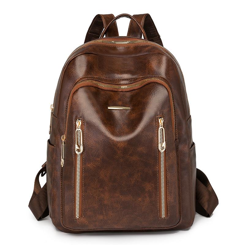 Frühlingsrucksack für Damen PU Weiches Leder Rucksack Koreanischer Stil Vielseitiger Modetrend Einfache Tasche