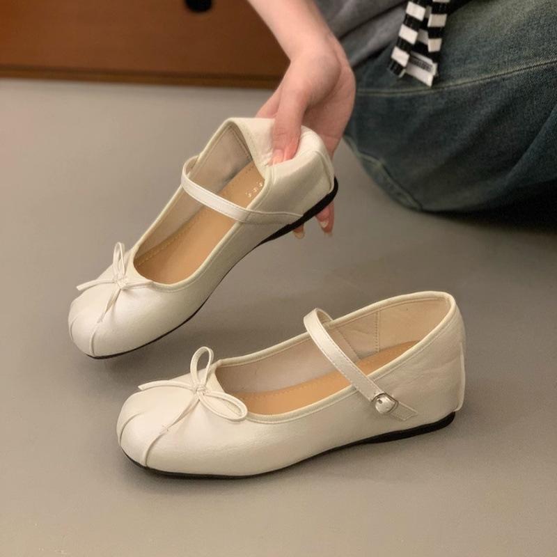 

Inner height increase yellow bow Mary Jane single shoes women s shoes 2025 spring and summer with skirt ballet beanie shoes 40 абрикосовый