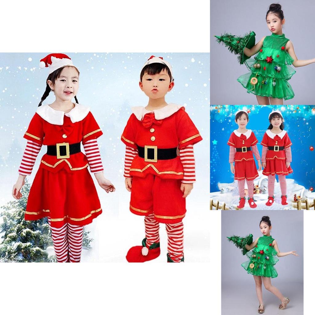Enchanting Girls Christmas Tree Costumes Cozy Kids Cosplay Dress With Charming Hat