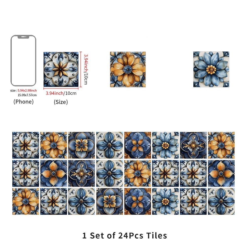 

24PCS Self-Adhesive Wall Sticker PVC Wall Art Modern Tile Decorative Decals Wall Ornament NHZ18