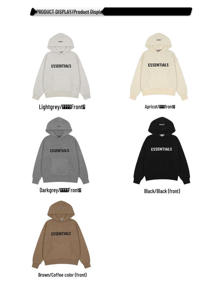 Bluza z kapturem FOG Essentials z podwójną linią – Modny, luźny dzianinowy sweter do mody ulicznej