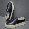 Cross-Border One-Pedal Men'S Shoes First-Layer Cowhide Thick-Soled Casual Board Shoes Spring New Lazy Foot Cover White Shoes Genuine Leather