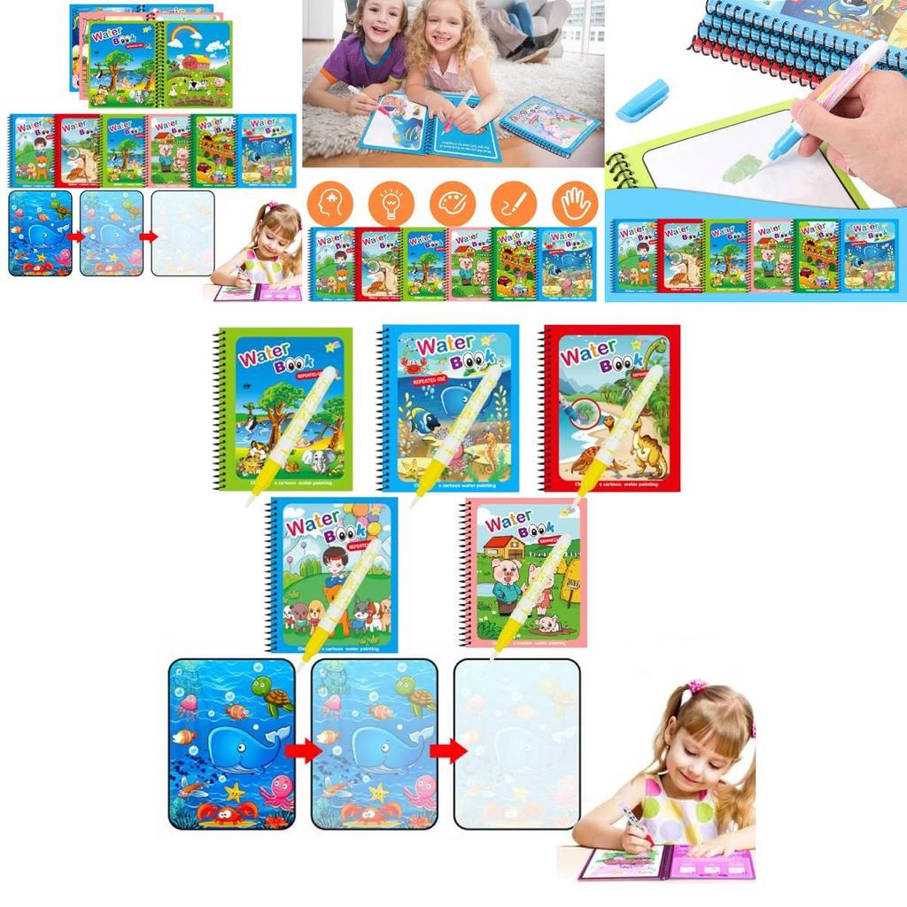 Colorful Reusable Water Painting Book For Kids With Fun Animal Designs For Creative Play