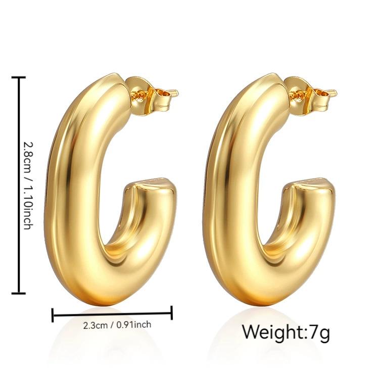 Stainless Steel Chunky Hoop Earrings for Women Teen 18K Gold Plated Hypoallergenic Thick Huggie Hoop Jewelry for Christmas Gifts
