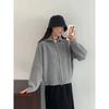 New solid color pit strip double zipper design sense shoulder long sleeve knitted jacket women solid color simple sweater women