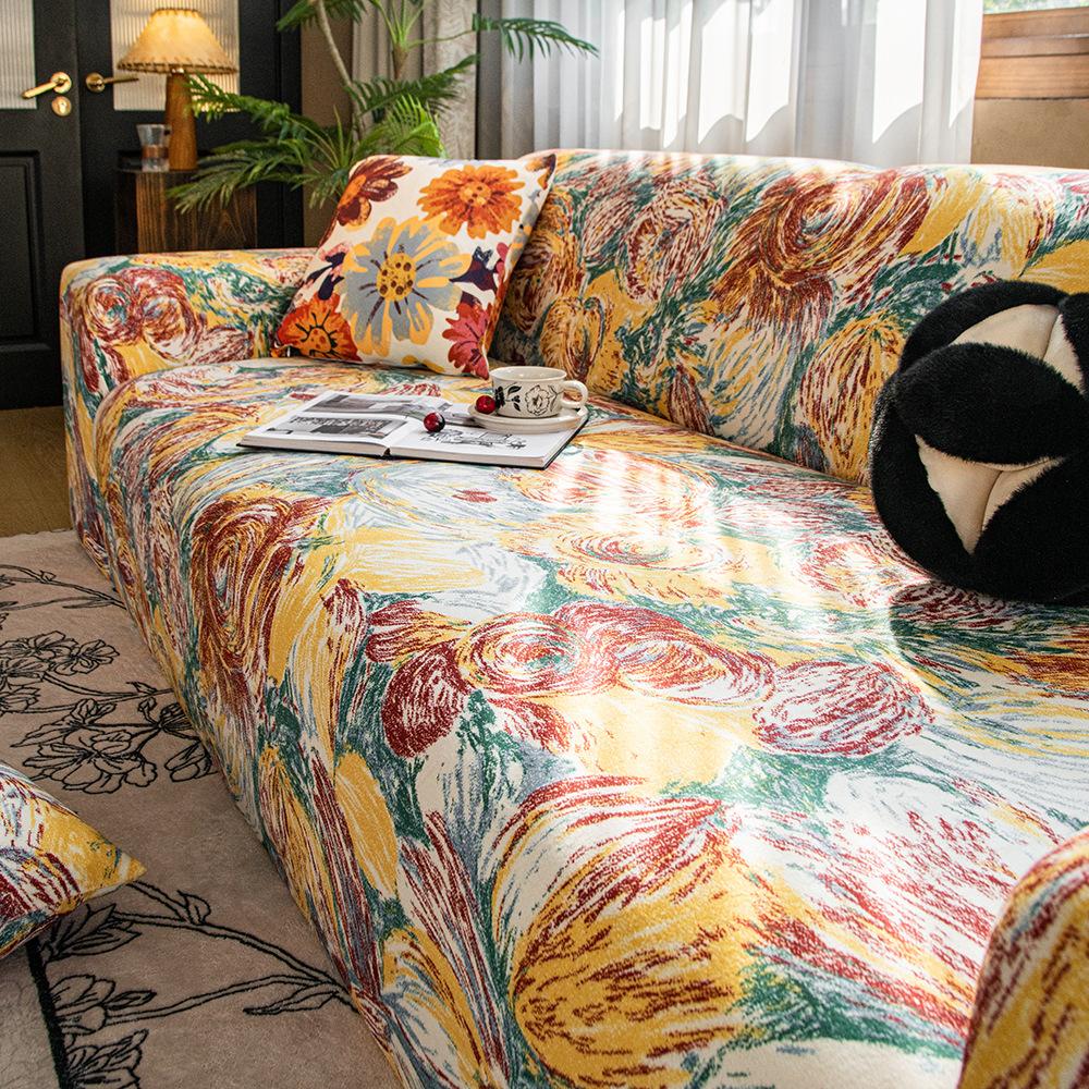Stretch Living Room Jacquard Sofa Cover L-shaped Jacquard Thick Sofa Cover 1/2/3/4 Seater Corner Sofa Cover