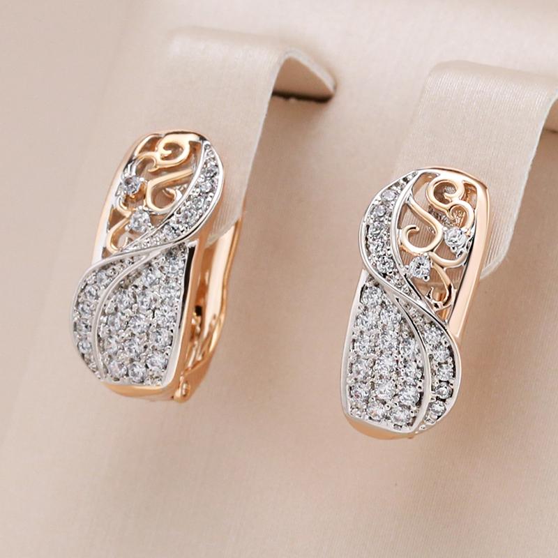 Mode Ethnische Muster Damen Ohrringe Roségold Farbe Mix Natürlicher Zirkon Englische Ohrringe Täglicher Feinschmuck