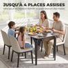 Dining Table for 4, Modern Kitchen Table with Sintered Stone Tabletop, Metal Legs, Brown