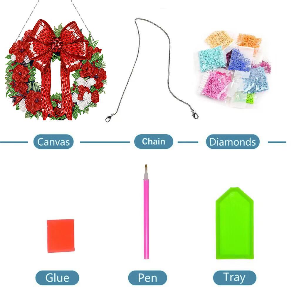 Special Shaped Christmas Decor Diamond Art Painting Garland Kit Diamond Painting Wreath Ornament for Home Window Door Decor Gift