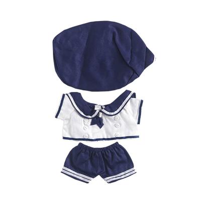 Niannyyhouse 15cm Plush Doll Clothes Set: Hat, Shirt, and Shorts, 3-Piece Sailor Suit, Cotton Doll Clothes, Uniform, Baby Doll Clothes (15cm, Navy-1)