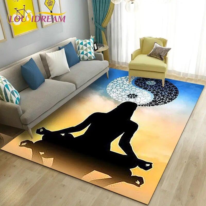 Rainbow 7 Chakra Mandala Bohemia Area Rug,Carpet Rug for Living Room Bedroom Sofa Doormat Decoration,Yoga Non-slip Floor Mat