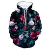Women's Retro Streetwear Casual 3D Printing Flower Hoodie Fashion Long Sleeve Pullover Hooded Top Sweatshirt