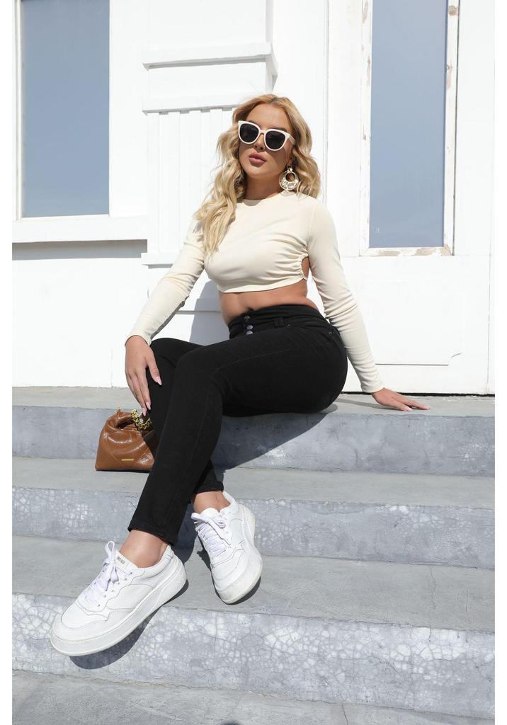 Women's High-Waisted Washed Slim Bootcut Jeans - 2025 Autumn Collection