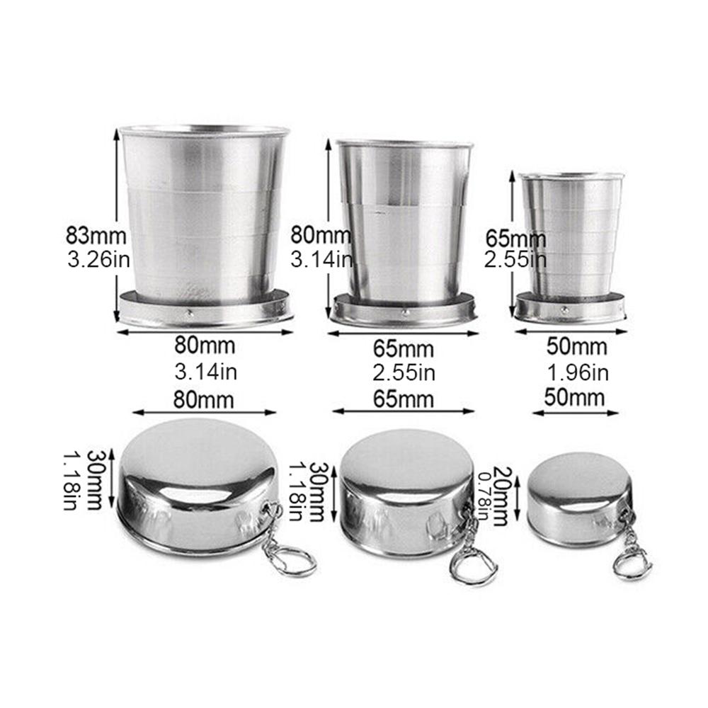 Stainless Steel Foldable Cup Portable With Keychain Outdoor Camping Travel Folding Cup Teacup Telescopic Water Cup 75/150/250ML